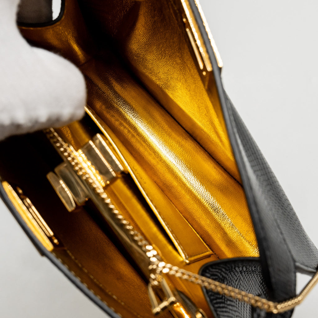 FENDI PEEKABOO I SEE YOU BAG LIZARD BLACK GHW