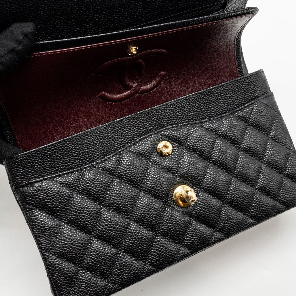 CHANEL SMALL CLASSIC DOUBLE FLAP BAG CAVIAR BLACK GHW (MICROCHIP)