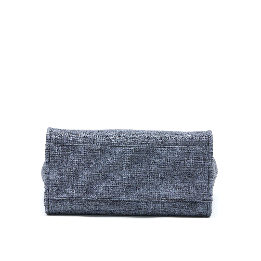 CHANEL DEAUVILLE TOTE BAG TWEED DARK GREY / BLACK LGHW (MICROCHIP)