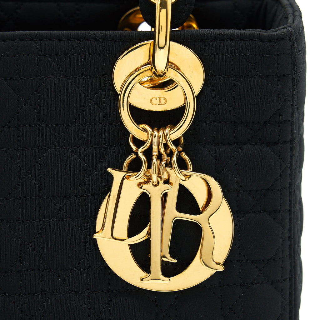 DIOR VINTAGE MEDIUM LADY DIOR FABRIC BLACK GHW