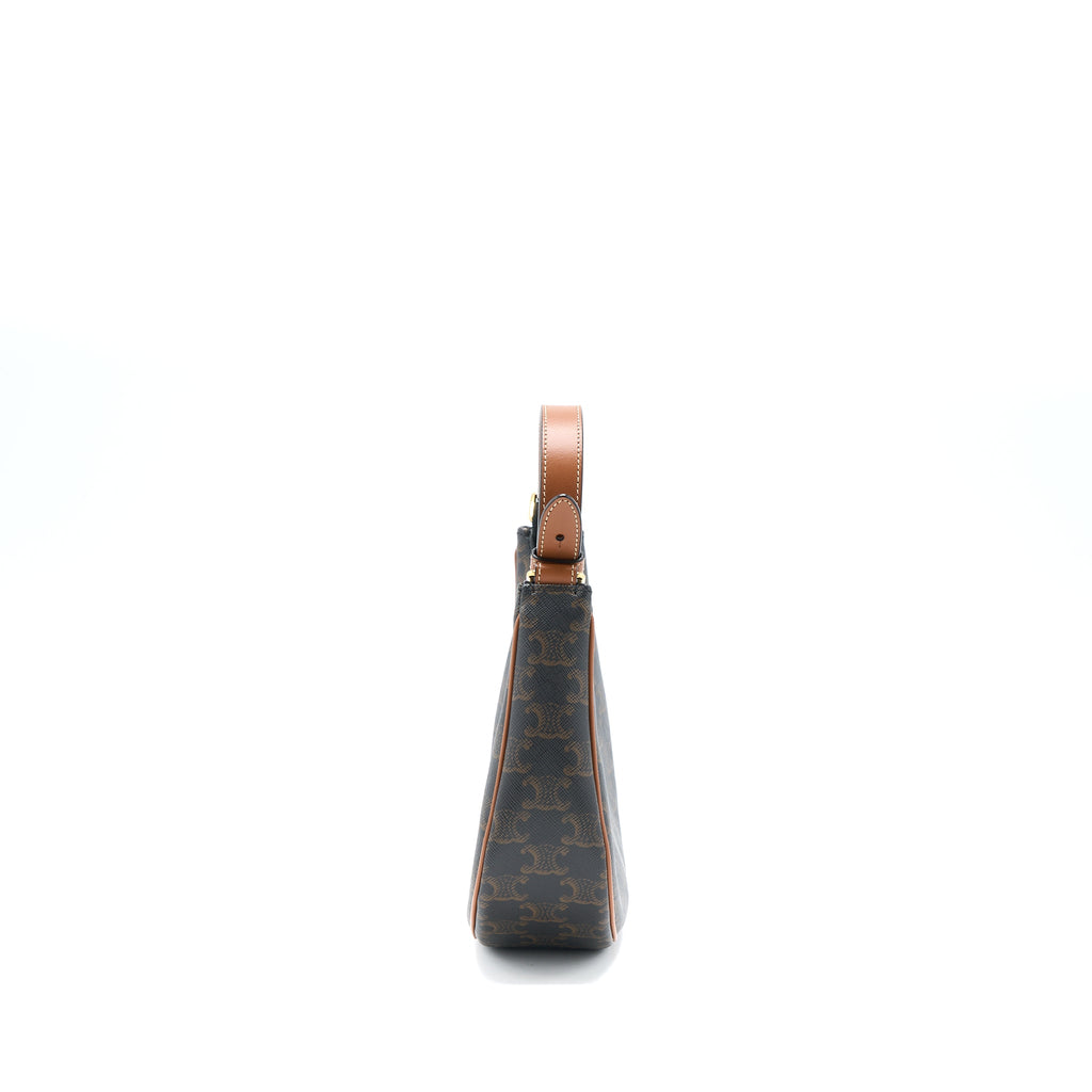 CELINE AVA BAG IN TRIOMPHE CANVAS AND CALFSKIN TAN