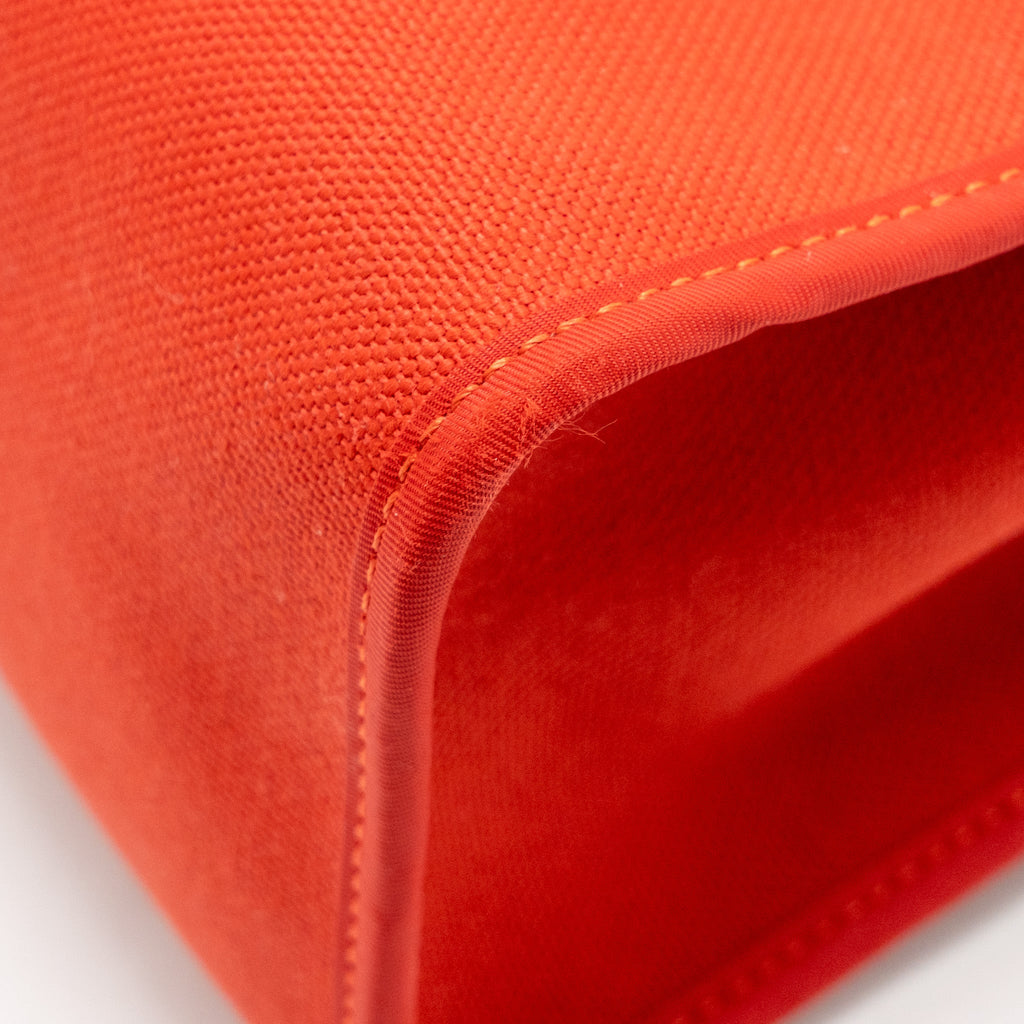 HERMES HERBAG 31 ZIP BAG CANVAS/ HUNTER LEATHER ROUGH TOMATE SHW