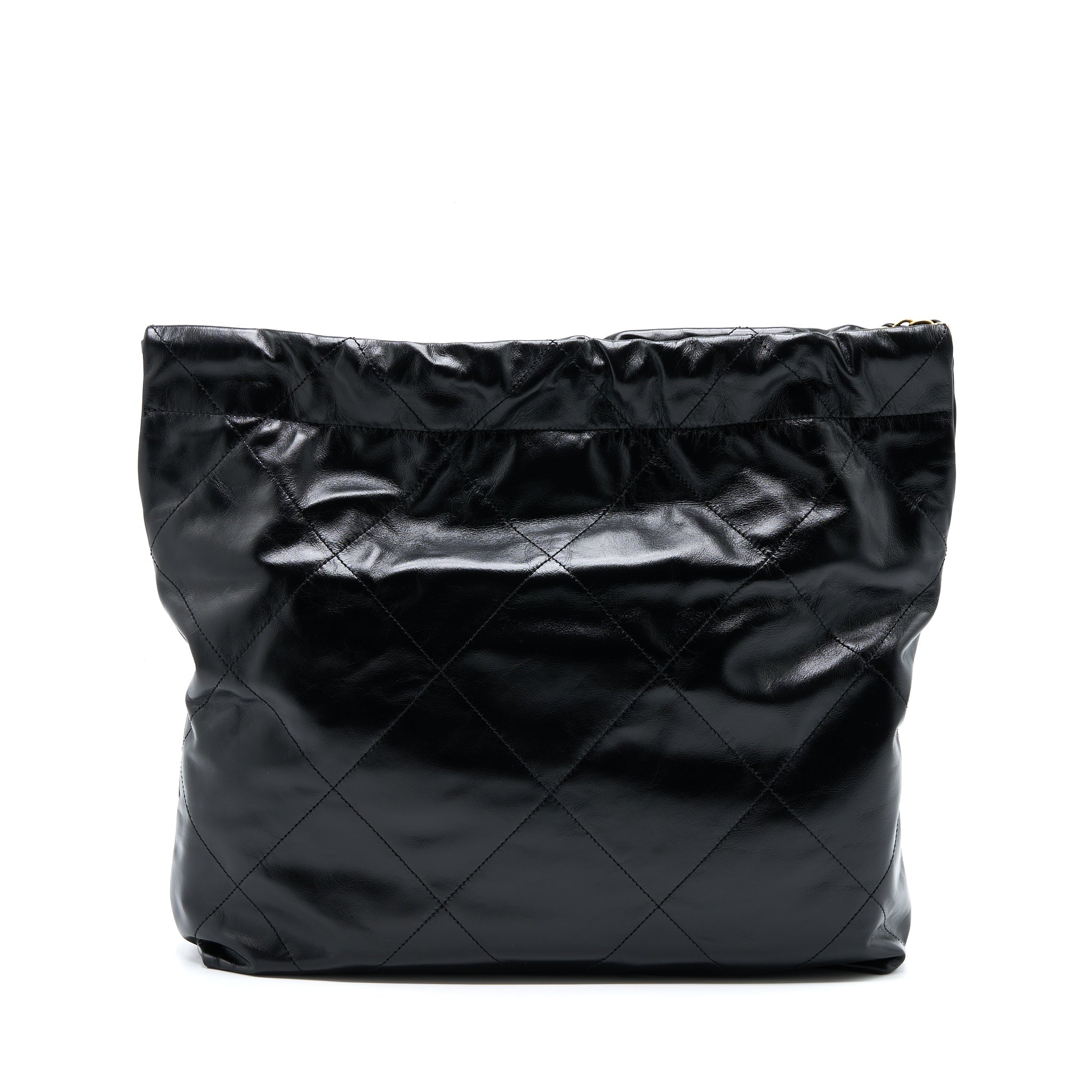 CHANEL MEDIUM 22 BAG SHINY CALFSKIN BLACK GHW (MICROCHIP)