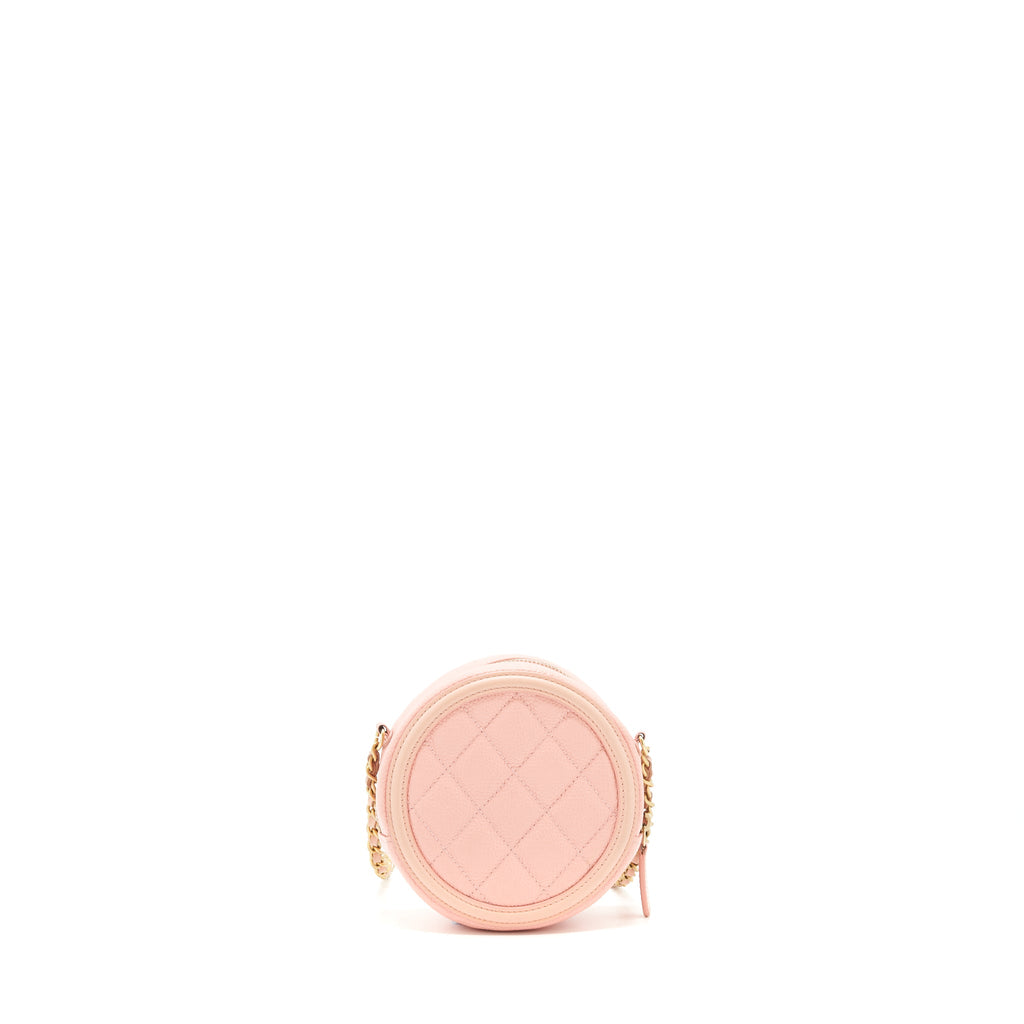 CHANEL MINI ROUND VANITY WITH CHAIN CAVIAR PINK GHW