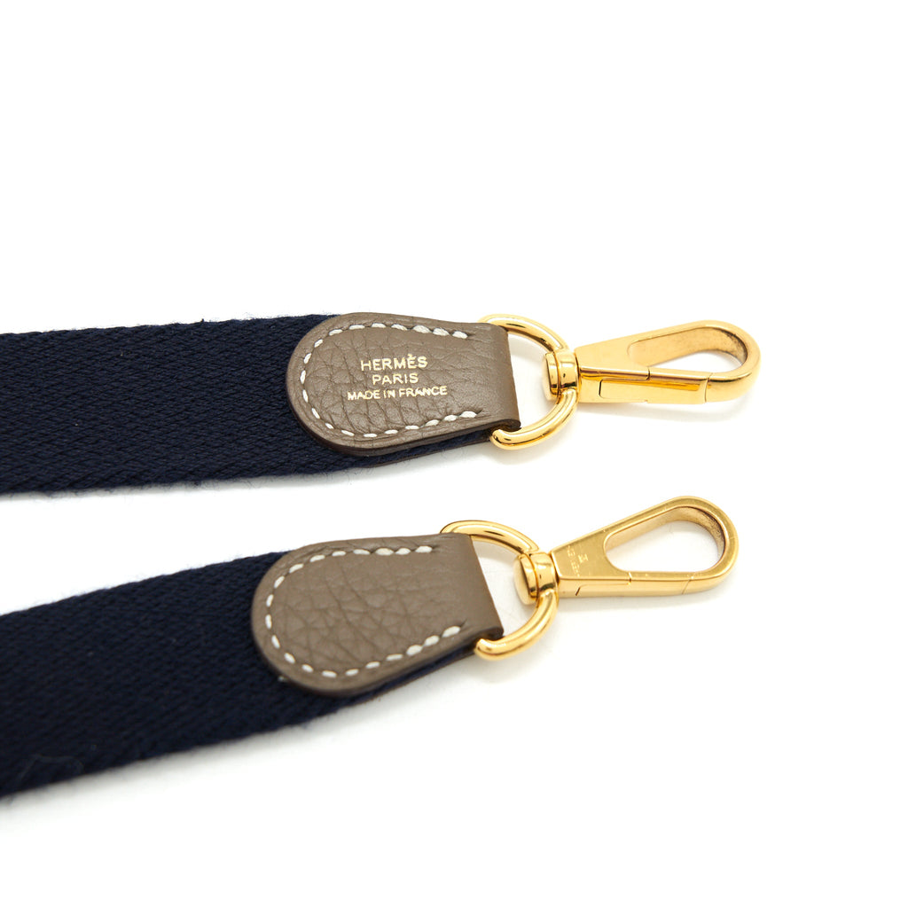 HERMES MINI EVELYNE ETOUPE WITH GHW NAVY STRAP