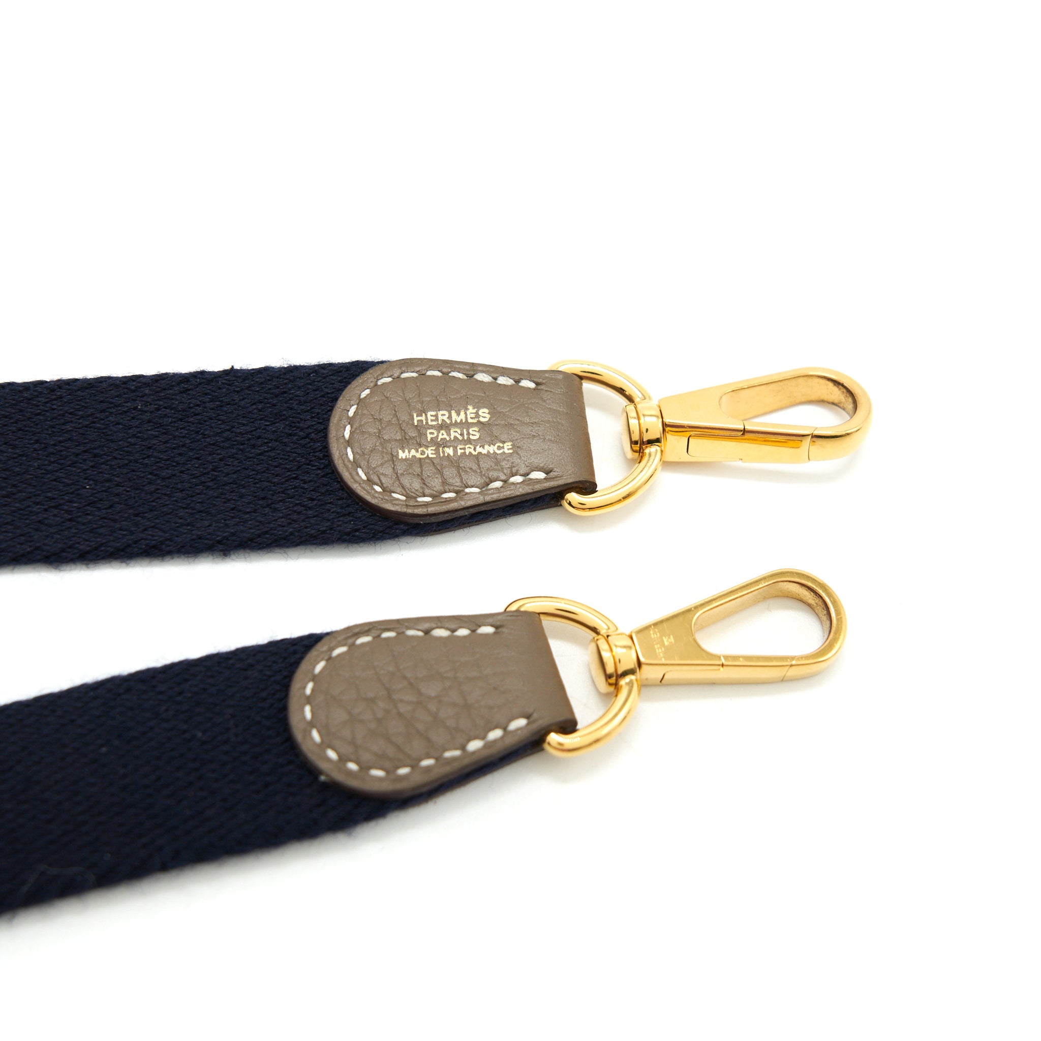 HERMES MINI EVELYNE ETOUPE WITH GHW NAVY STRAP