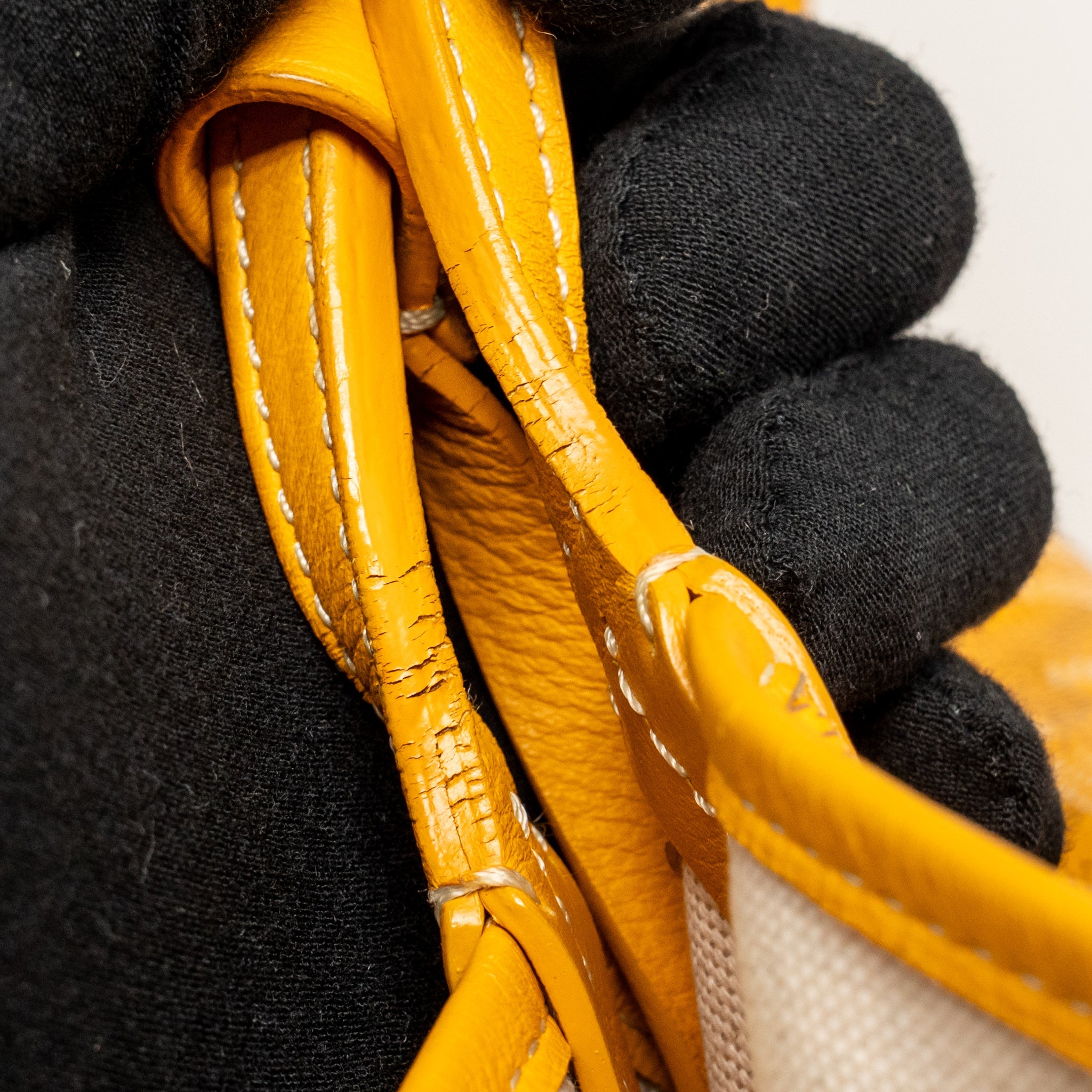 GOYARD SAINT LOUIS PM TOTE BAG GOYARDINE CANVAS/CALFSKIN LEATHER YELLOW SHW