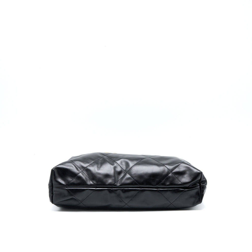 CHANEL MEDIUM 22 BAG SHINY CALFSKIN BLACK GHW (MICROCHIP)