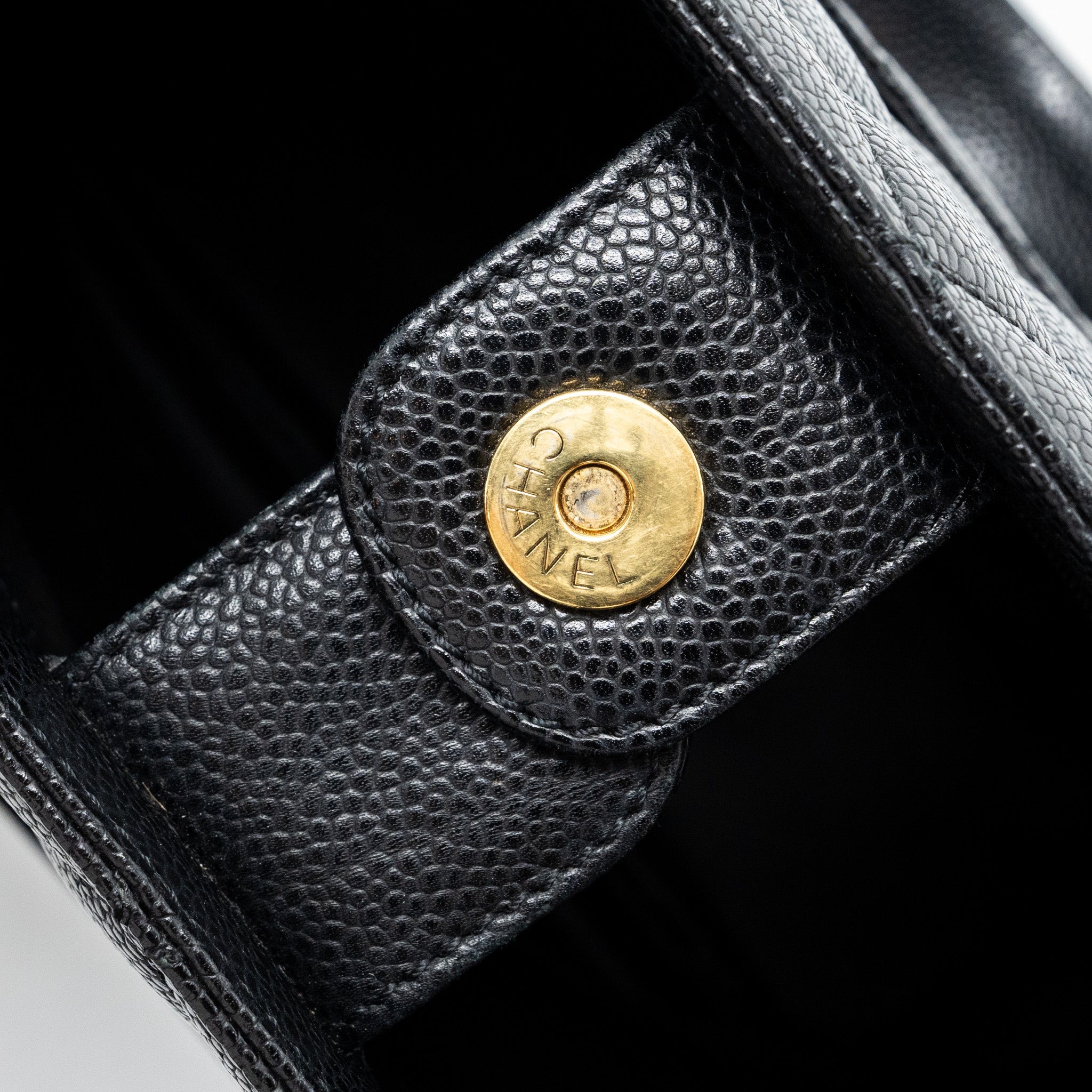 CHANEL GRAND SHOPPING TOTE BAG PM CAVIAR BLACK GHW