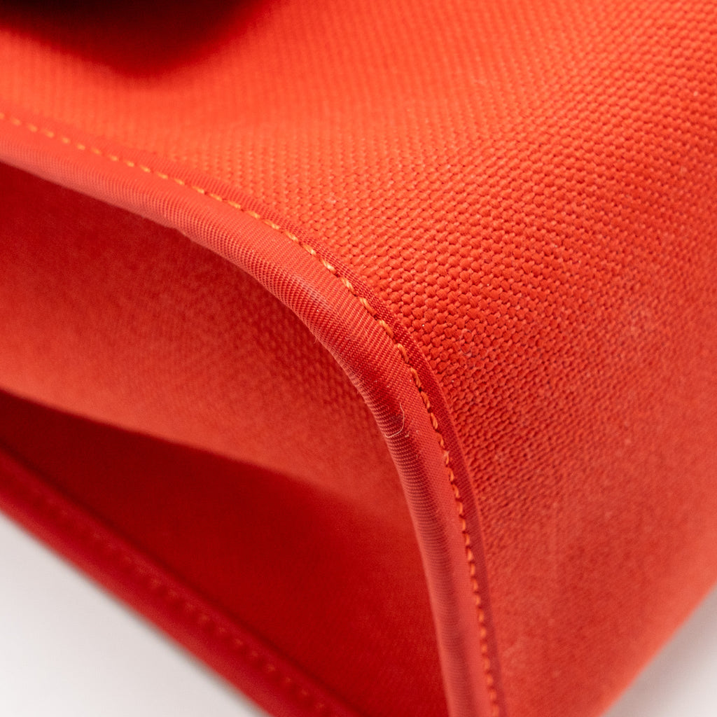 HERMES HERBAG 31 ZIP BAG CANVAS/ HUNTER LEATHER ROUGH TOMATE SHW