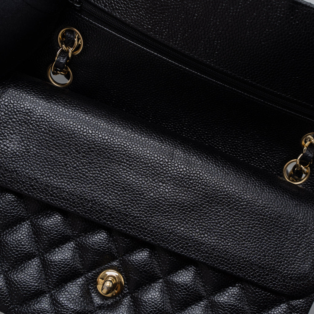 CHANEL MEDIUM CLASSIC DOUBLE FLAP BAG CAVIAR BLACK GHW