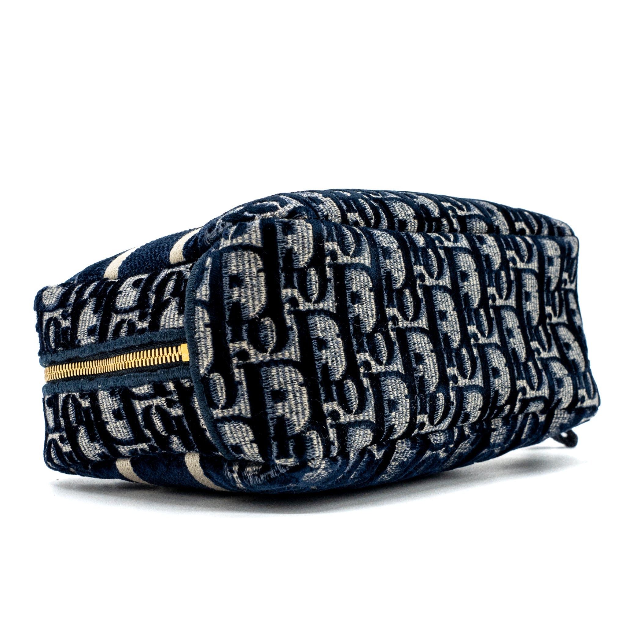 DIOR BEAUTY POUCH BLUE DIOR OBLIQUE JACQUARD/VELVET GHW