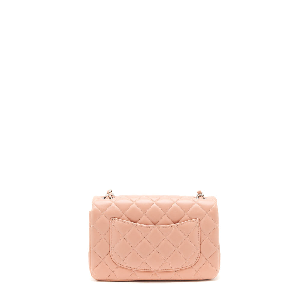 CHANEL MINI RECTANGULAR FLAP BAG LAMBSKIN PINK SHW