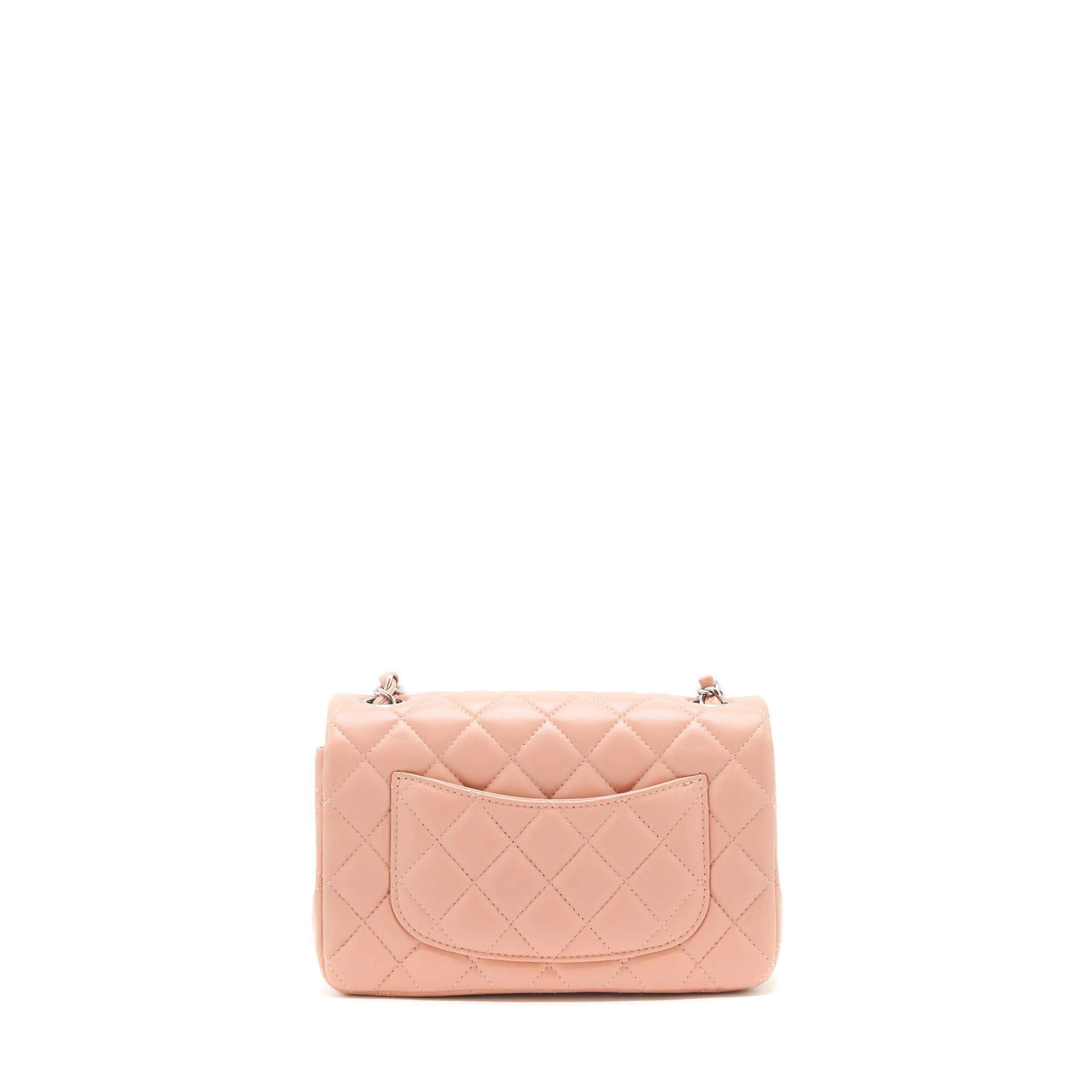 CHANEL MINI RECTANGULAR FLAP BAG LAMBSKIN PINK SHW