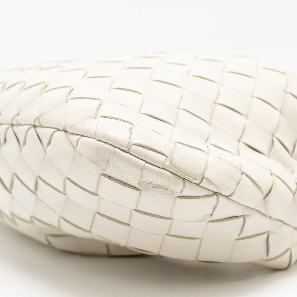BOTTEGA VENETA MINI JODIE LAMBSKIN WHITE GHW