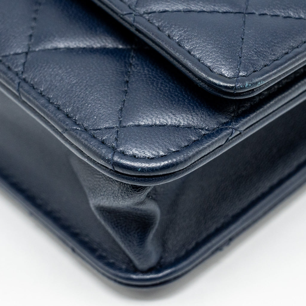 CHANEL TRENDY CC WALLET ON CHAIN LAMBSKIN NAVY LGHW