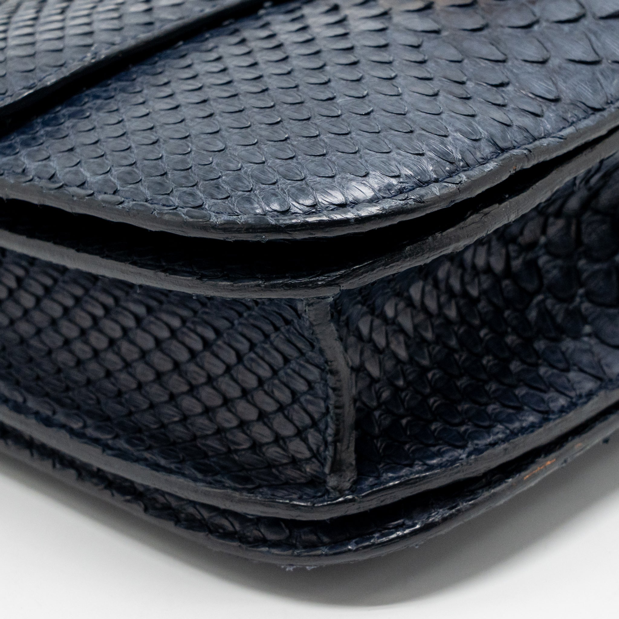 CELINE MEDIUM CLASSIC BOX BAG PYTHON NAVY GHW