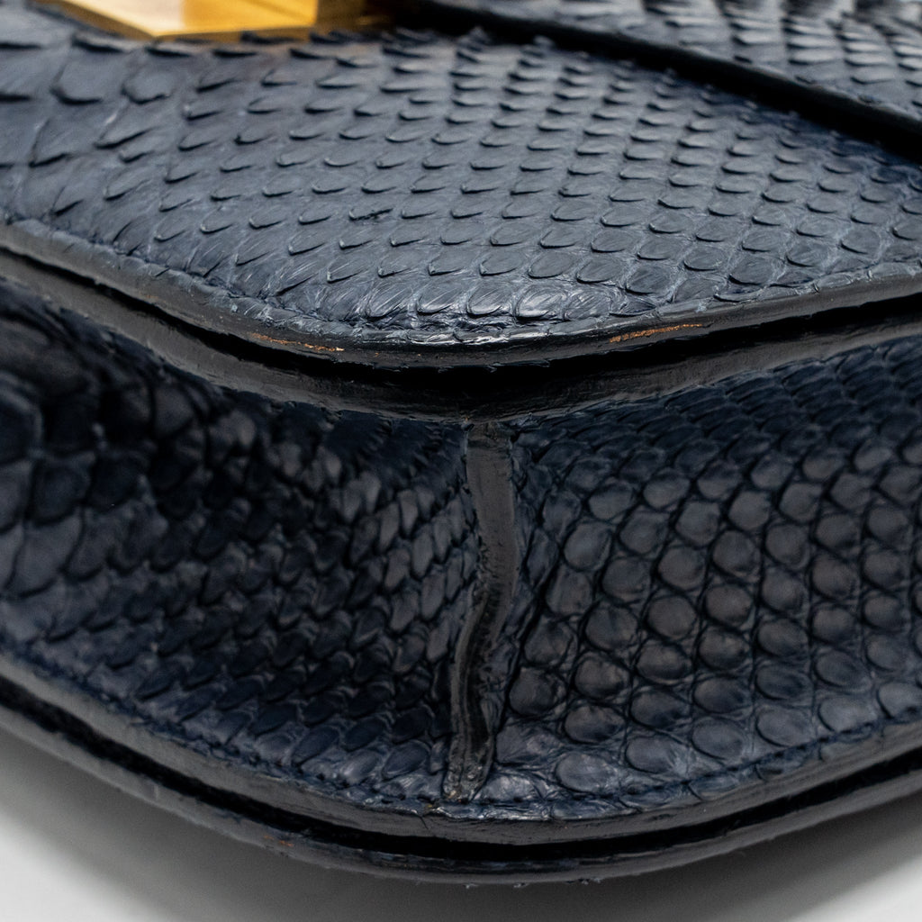 CELINE MEDIUM CLASSIC BOX BAG PYTHON NAVY GHW