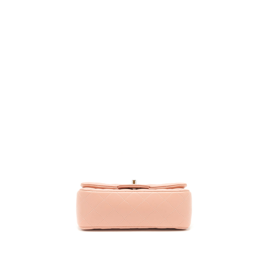 CHANEL MINI RECTANGULAR FLAP BAG LAMBSKIN PINK SHW