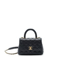 CHANEL MINI COCO HANDLE 20CM CAVIAR BLACK LGHW (MICROCHIP)