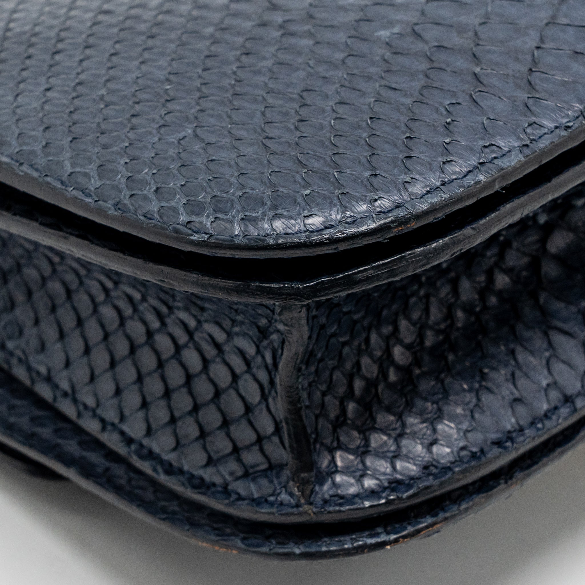 CELINE MEDIUM CLASSIC BOX BAG PYTHON NAVY GHW