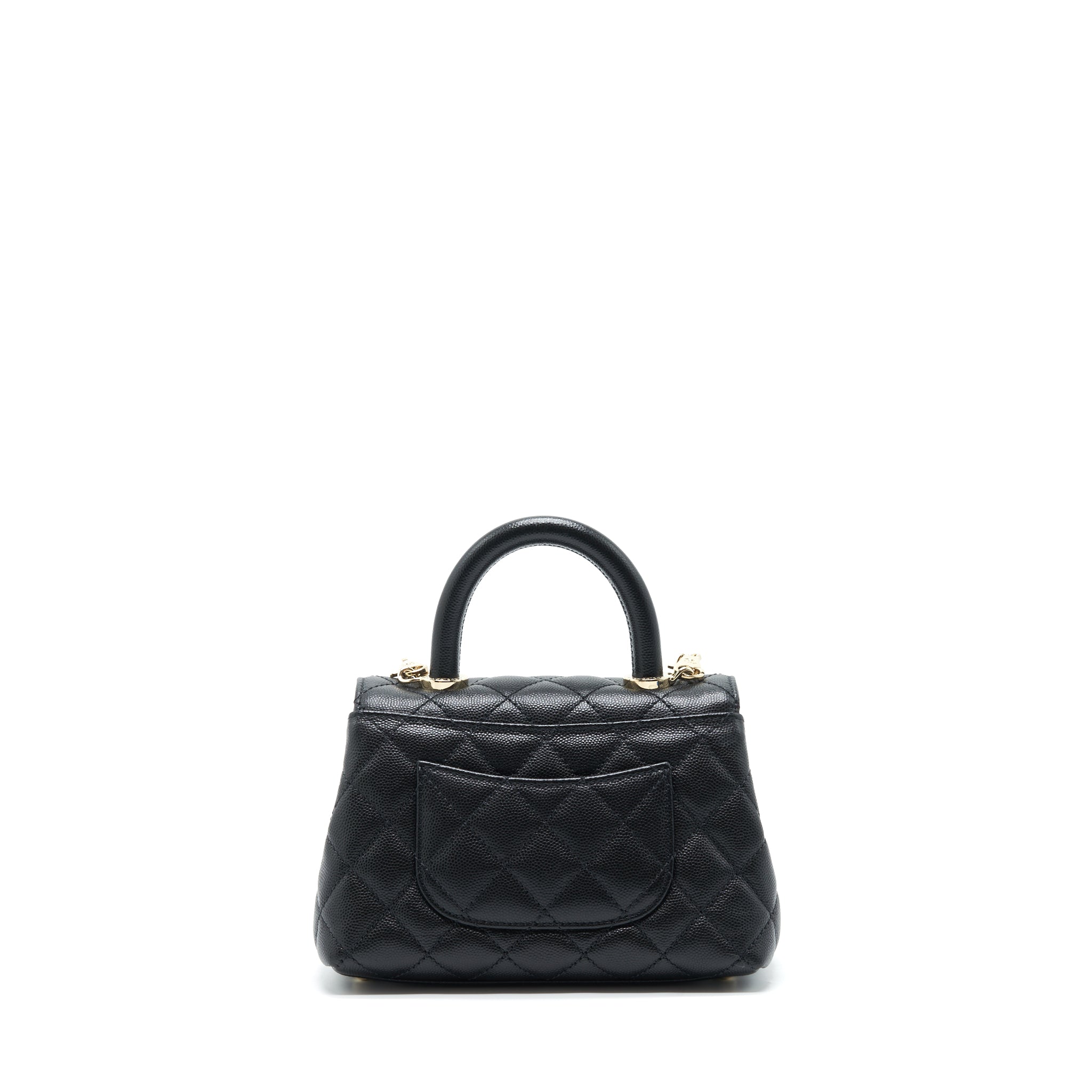 CHANEL MINI COCO HANDLE 20CM CAVIAR BLACK LGHW (MICROCHIP)