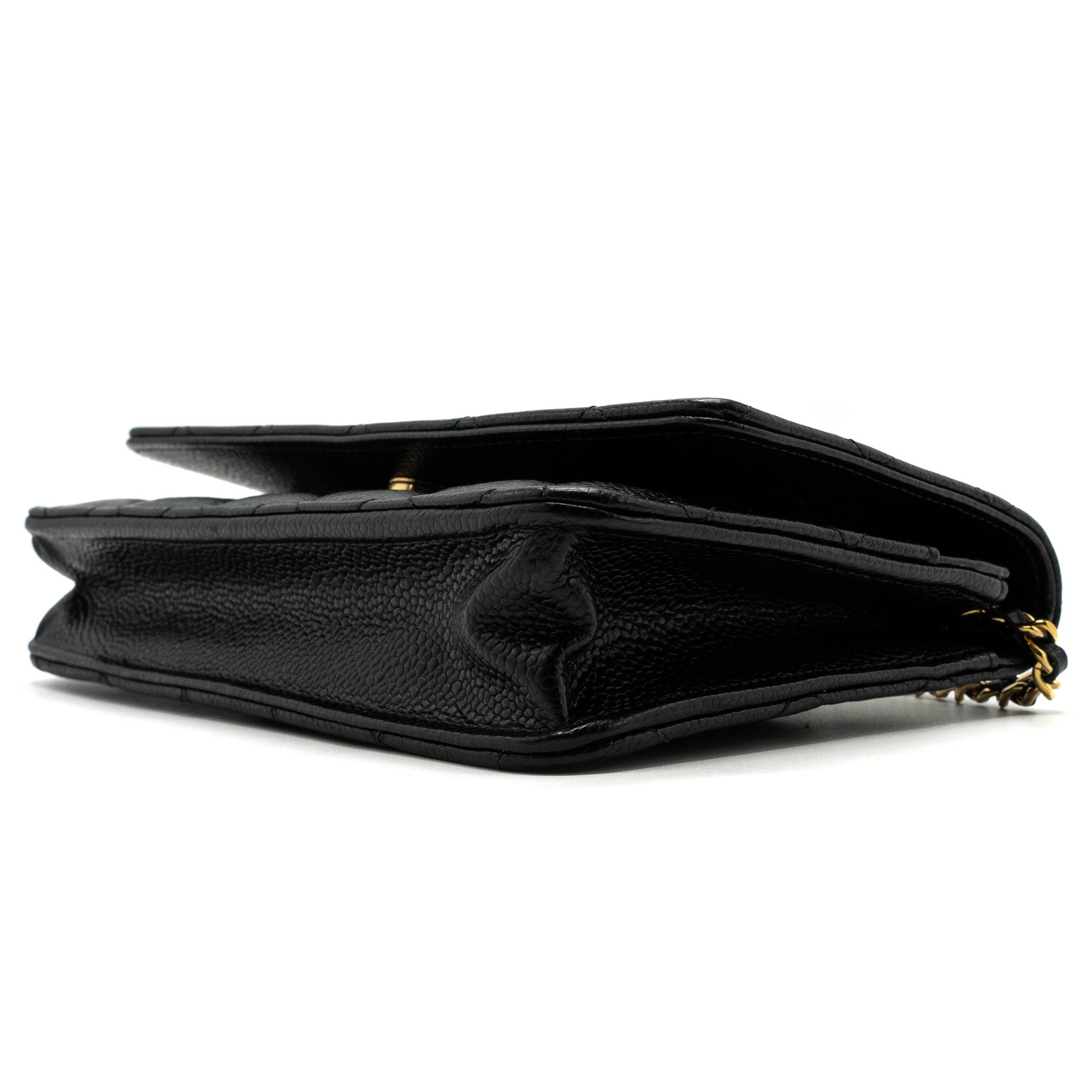 CHANEL CLASSIC WALLET ON CHAIN CAVIAR BLACK GHW(MICROCHIP)