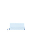 DIOR FLAP WALLET WITH CHAIN PATENT LIGHT BLUE WITH BLUE HARDWARE