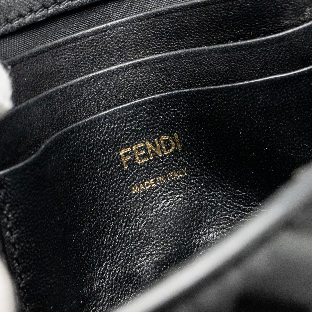 FENDI MINI BAGUETTE BAG FF MOTIF NAPPA LEATHER BLACK GHW