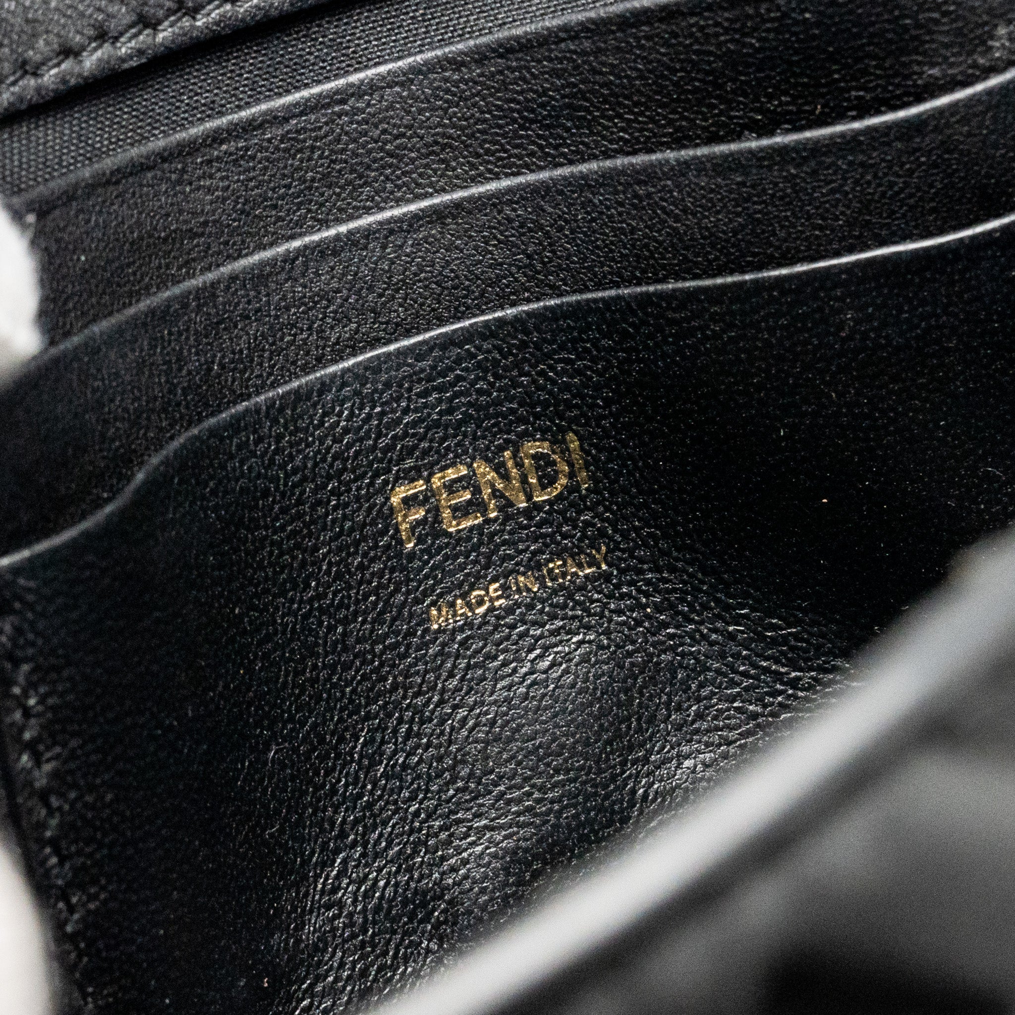 FENDI MINI BAGUETTE BAG FF MOTIF NAPPA LEATHER BLACK GHW