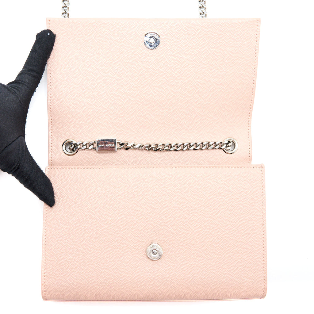 SAINT LAURENT KATE TASSEL GRAINED CALFSKIN PINK SHW