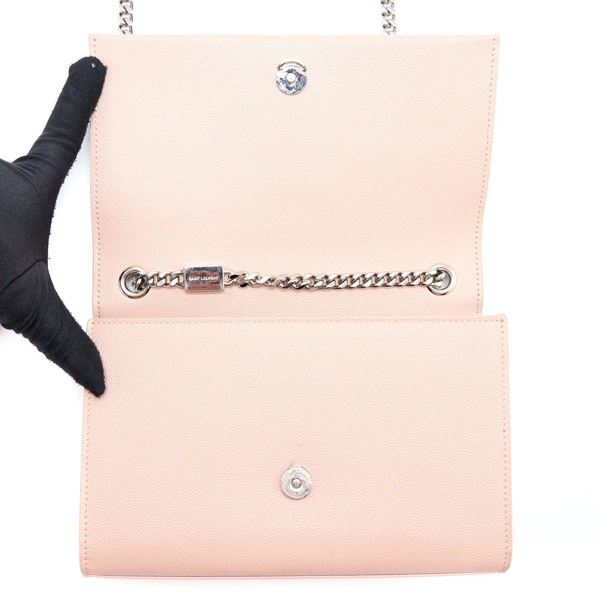 SAINT LAURENT KATE TASSEL GRAINED CALFSKIN PINK SHW