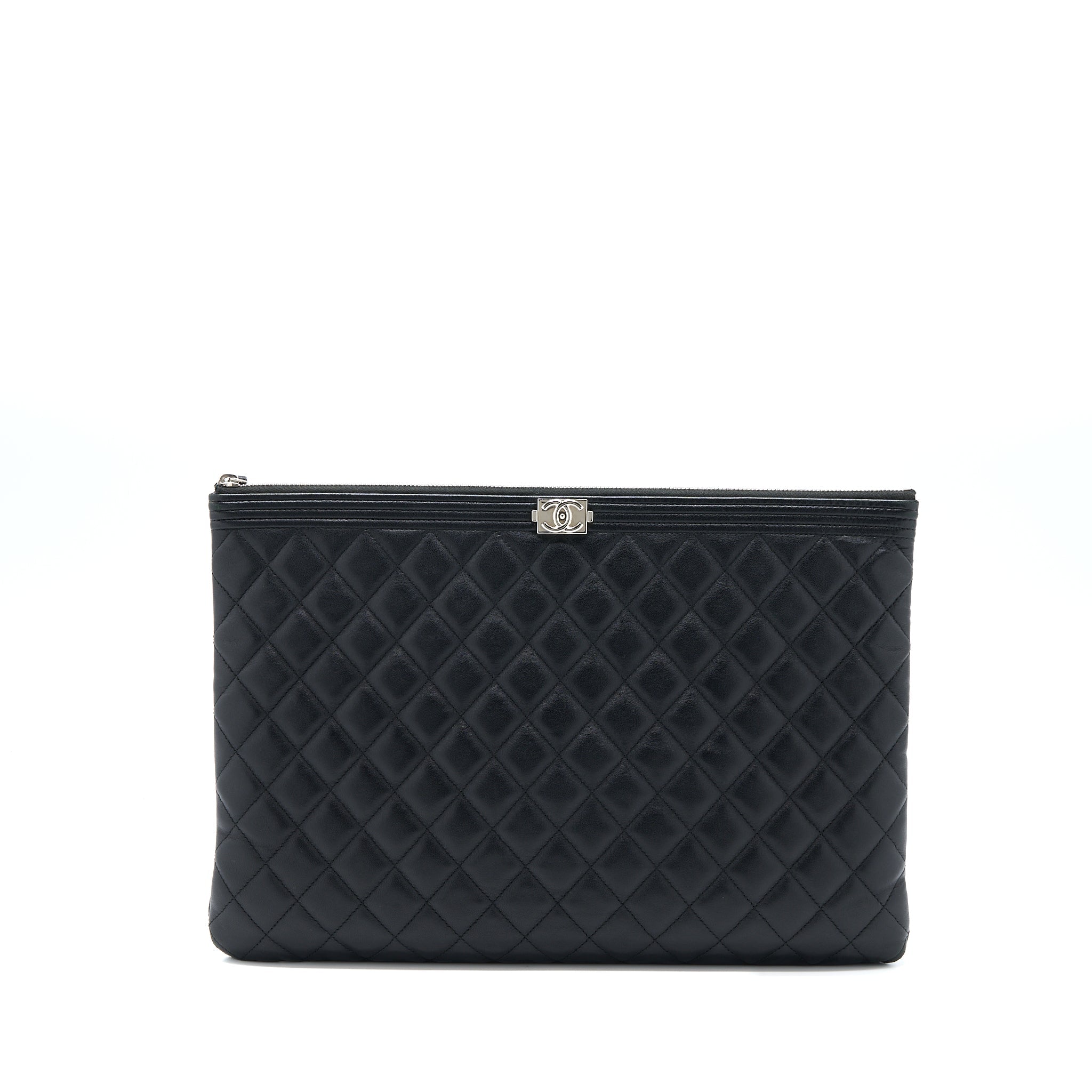 CHANEL BOY CLUTCH LAMBSKIN BLACK SHW