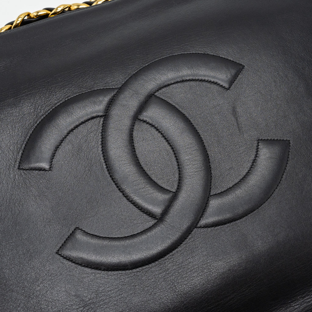 CHANEL VINTAGE TOTE BAG CALFSKIN BLACK GHW