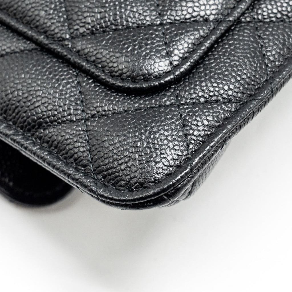 CHANEL CHAIN WALLET /FOLDABLE SHOPPING TOTE CAVIAR/JERSEY FABRIC BLACK/MULTICOLOUR LGHW