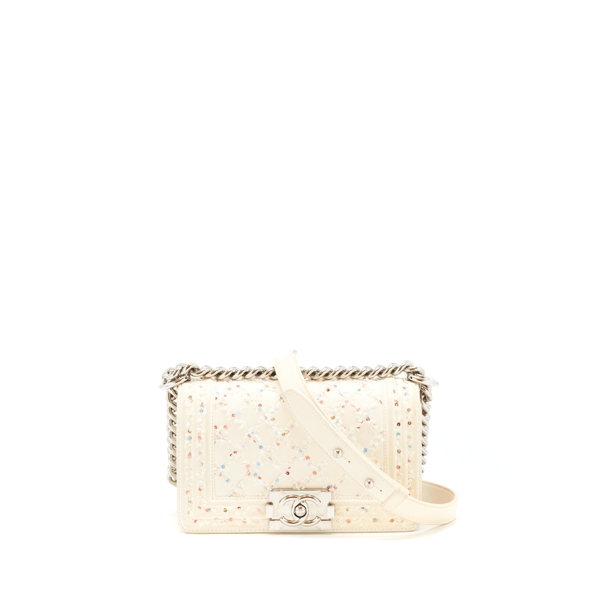 CHANEL SMALL BOY BAG LIMITED WHITE SHW