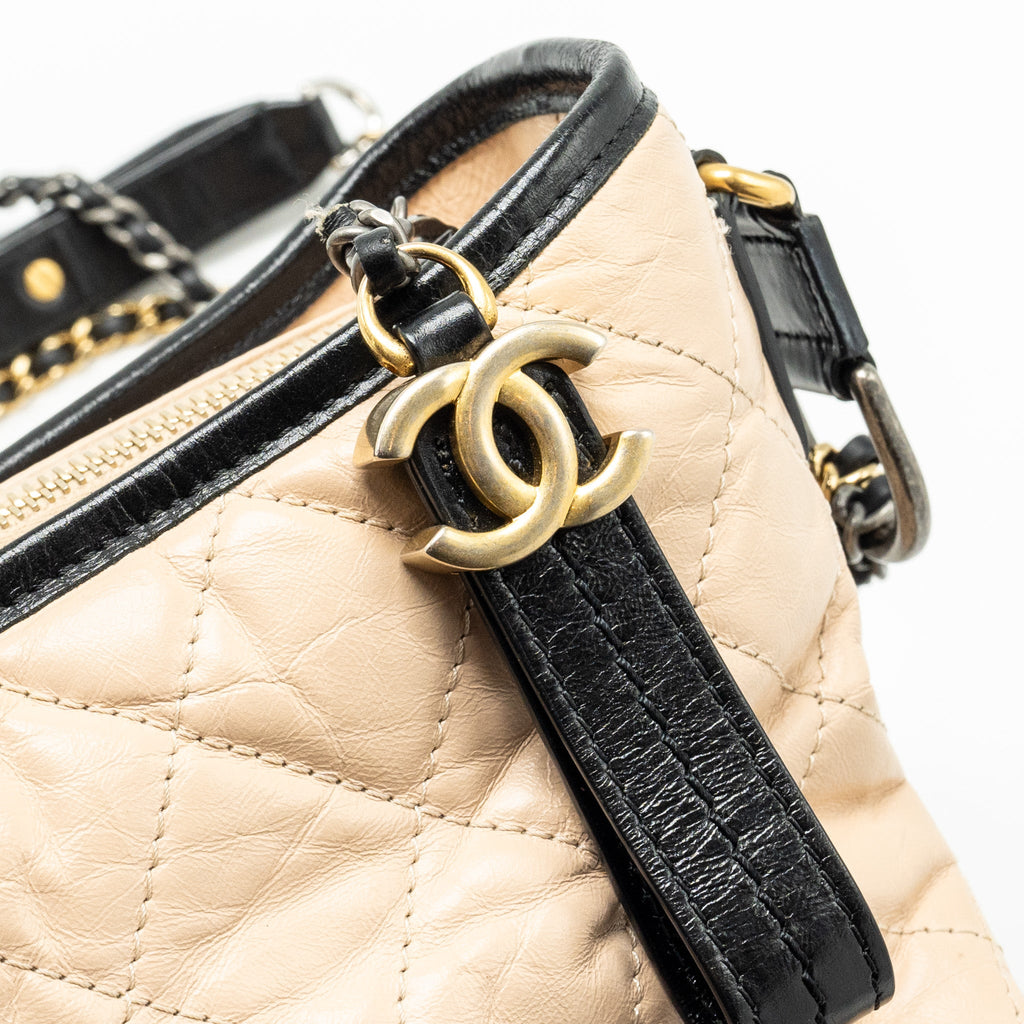 CHANEL GABRIELLE HOBO BAG CALFSKIN BEIGE MULTICOLOUR HARDWARE