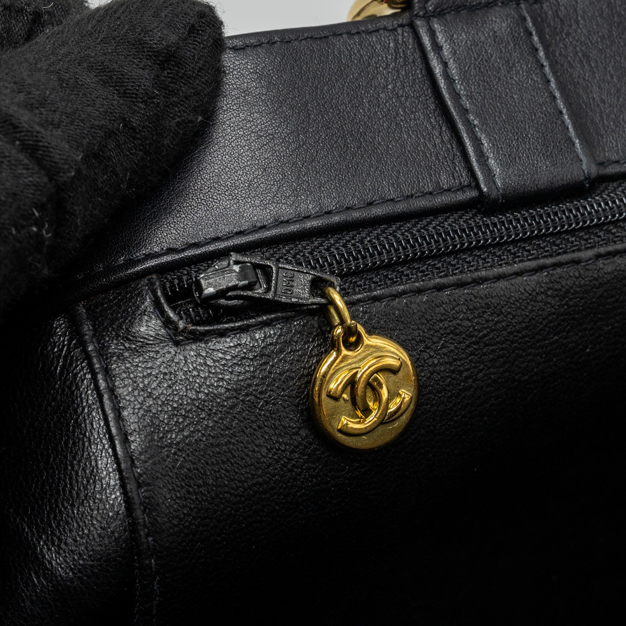 CHANEL VINTAGE TOTE BAG CALFSKIN BLACK GHW
