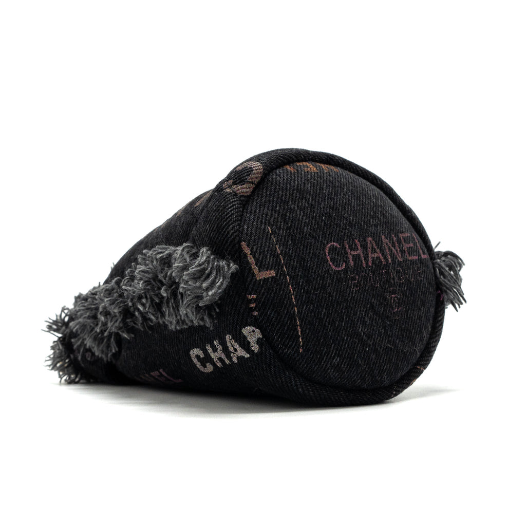 CHANEL SUPER MINI BUCKET BAG BLACK DENIM LGHW