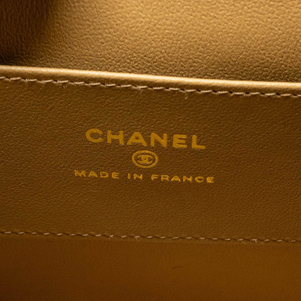 CHANEL 25A SUEDE PATCHWORK MINI CROSSBODY BAG LAMBSKIN BROWN/BLACK GHW (MICROCHIP)