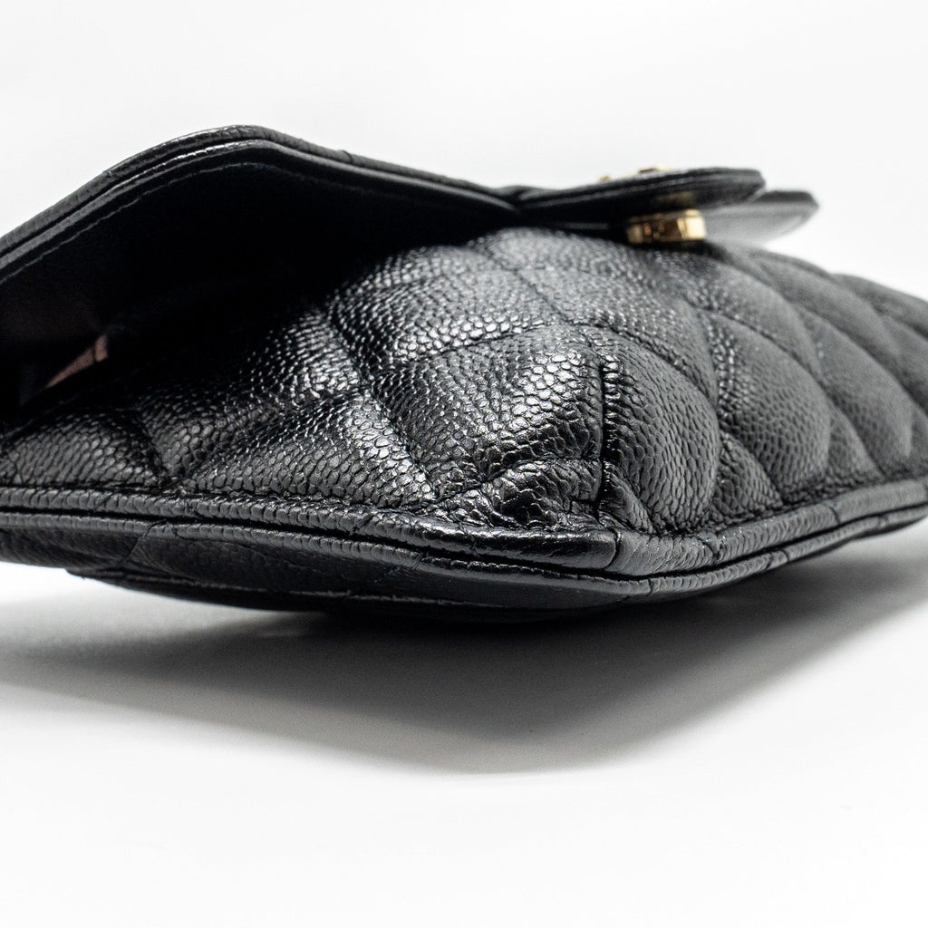 CHANEL CHAIN WALLET /FOLDABLE SHOPPING TOTE CAVIAR/JERSEY FABRIC BLACK/MULTICOLOUR LGHW