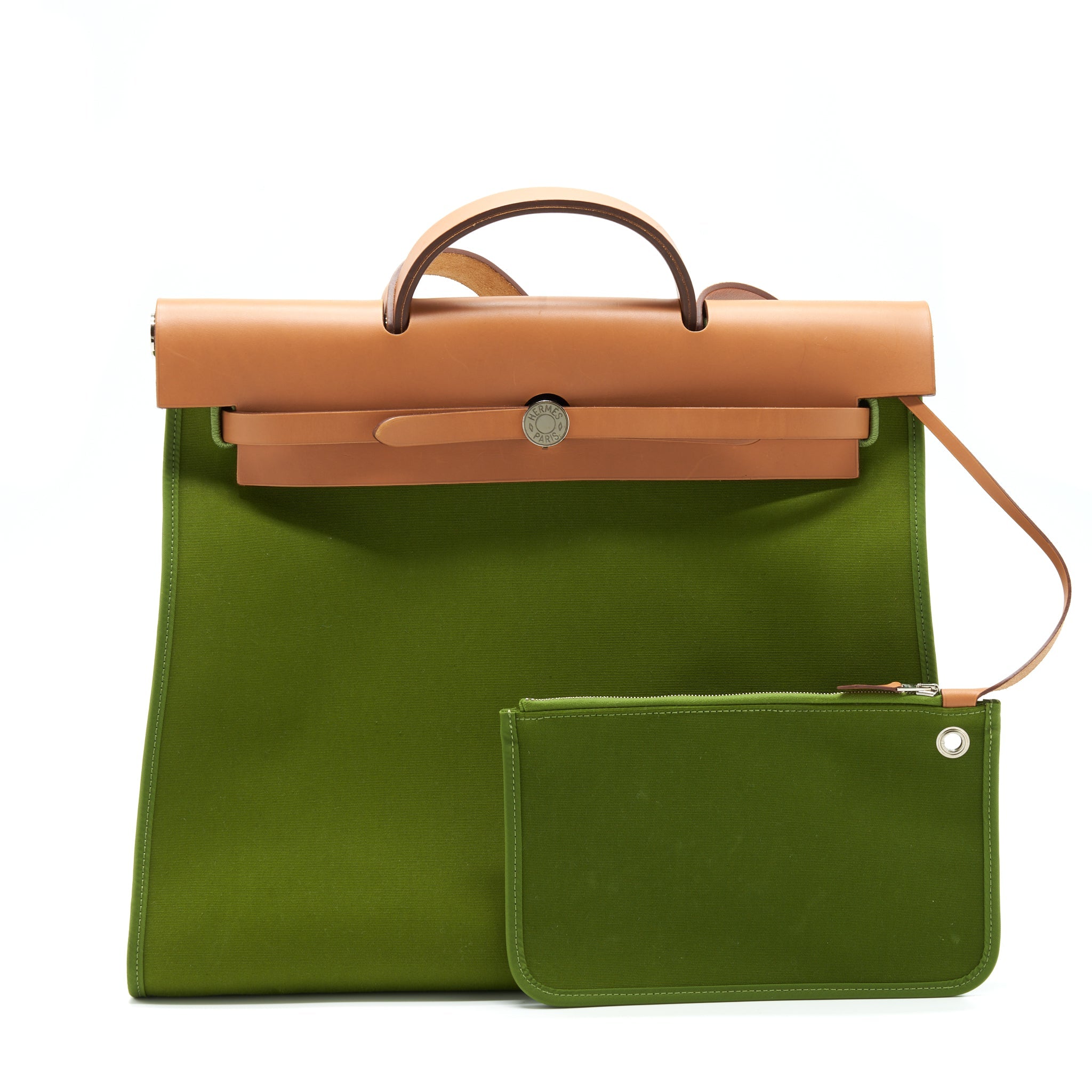 HERMES HERBAG ZIP 39 CANVAS PELOUSE/ NATURE SHW