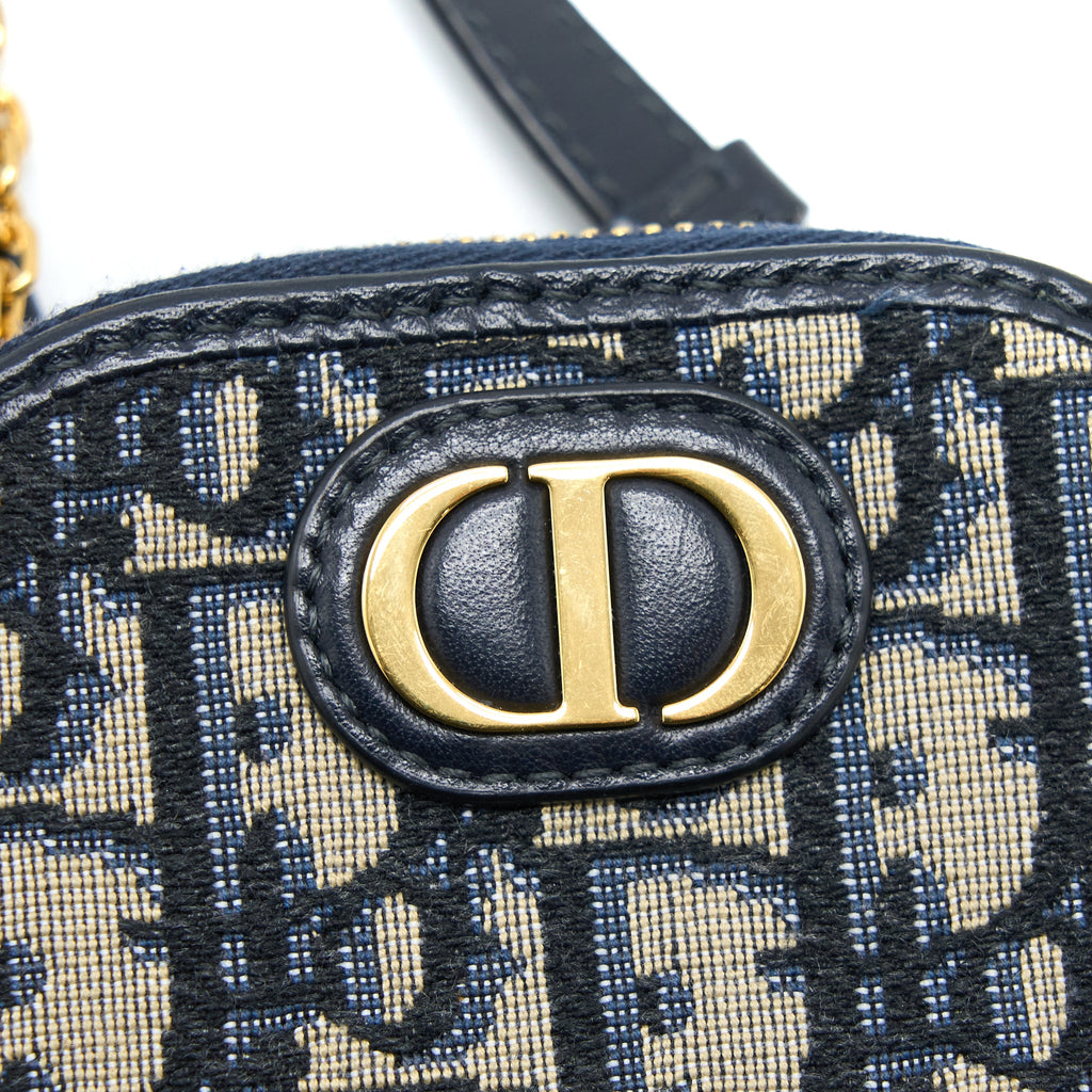 DIOR MONTAIGNE PHONE HOLDER OBLIQUE JACQUARD CANVAS BLUE GHW