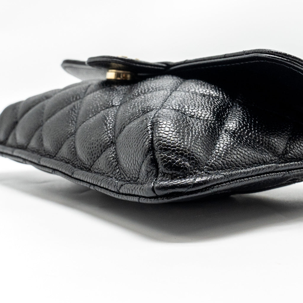 CHANEL CHAIN WALLET /FOLDABLE SHOPPING TOTE CAVIAR/JERSEY FABRIC BLACK/MULTICOLOUR LGHW