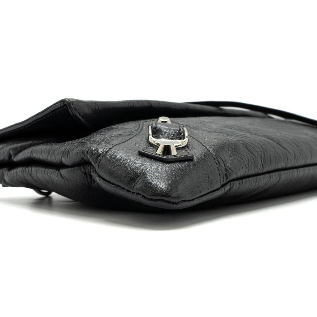 BALENCIAGA CITY FOLD CLUTCH/ SHOULDER BAG DARK GREY SHW