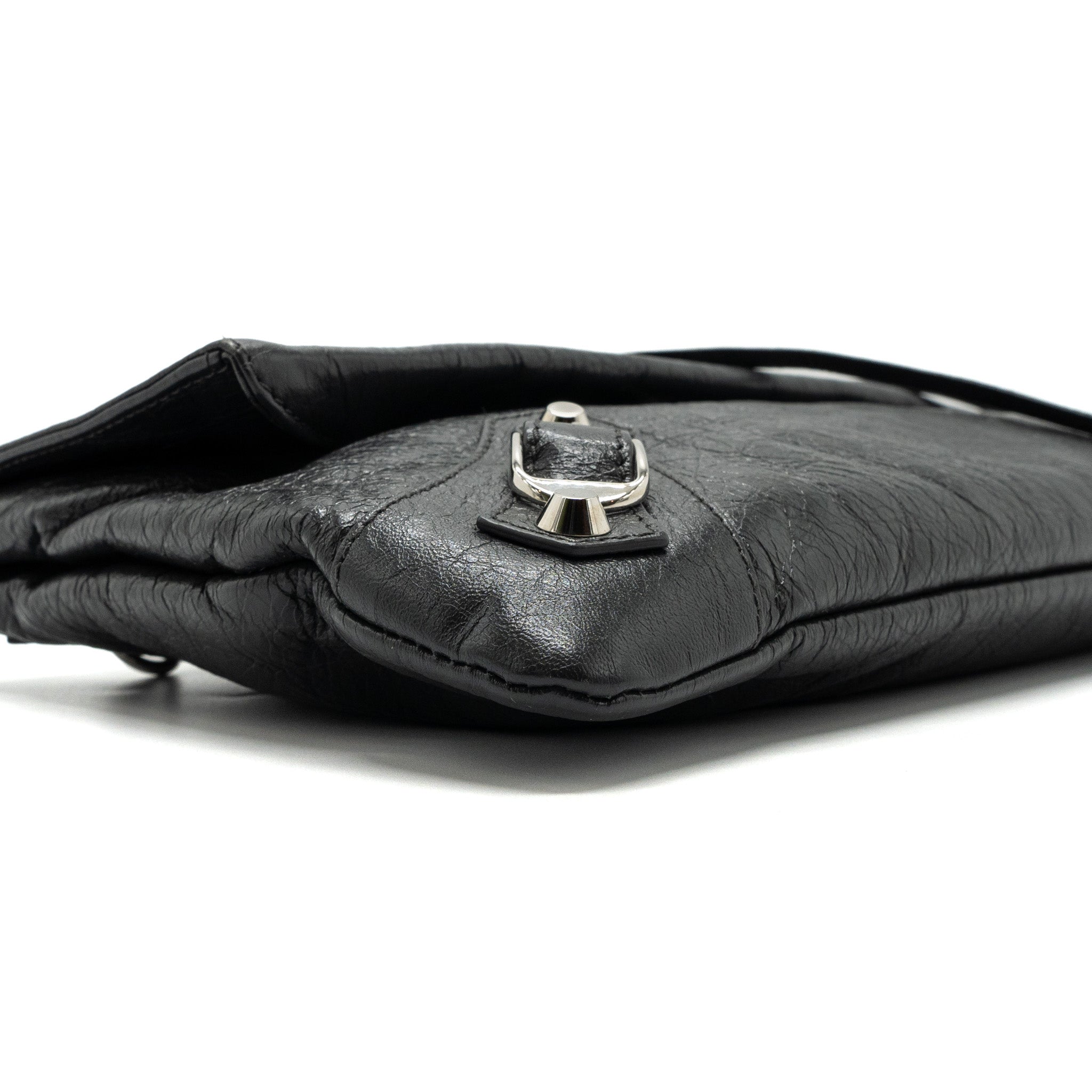 BALENCIAGA CITY FOLD CLUTCH/ SHOULDER BAG DARK GREY SHW