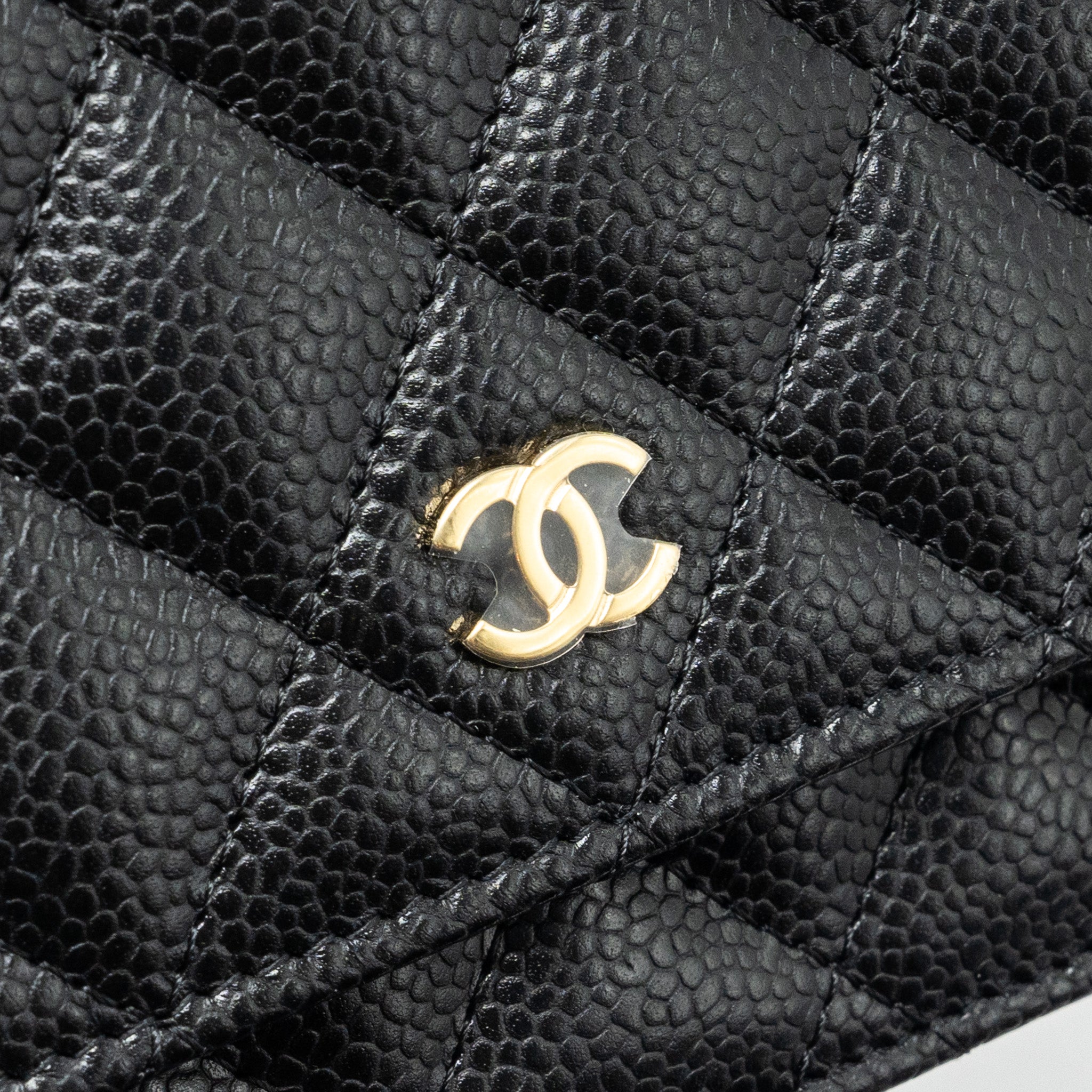 CHANEL CLASSIC WALLET ON CHAIN CAVIAR BLACK GHW (MICROCHIP)