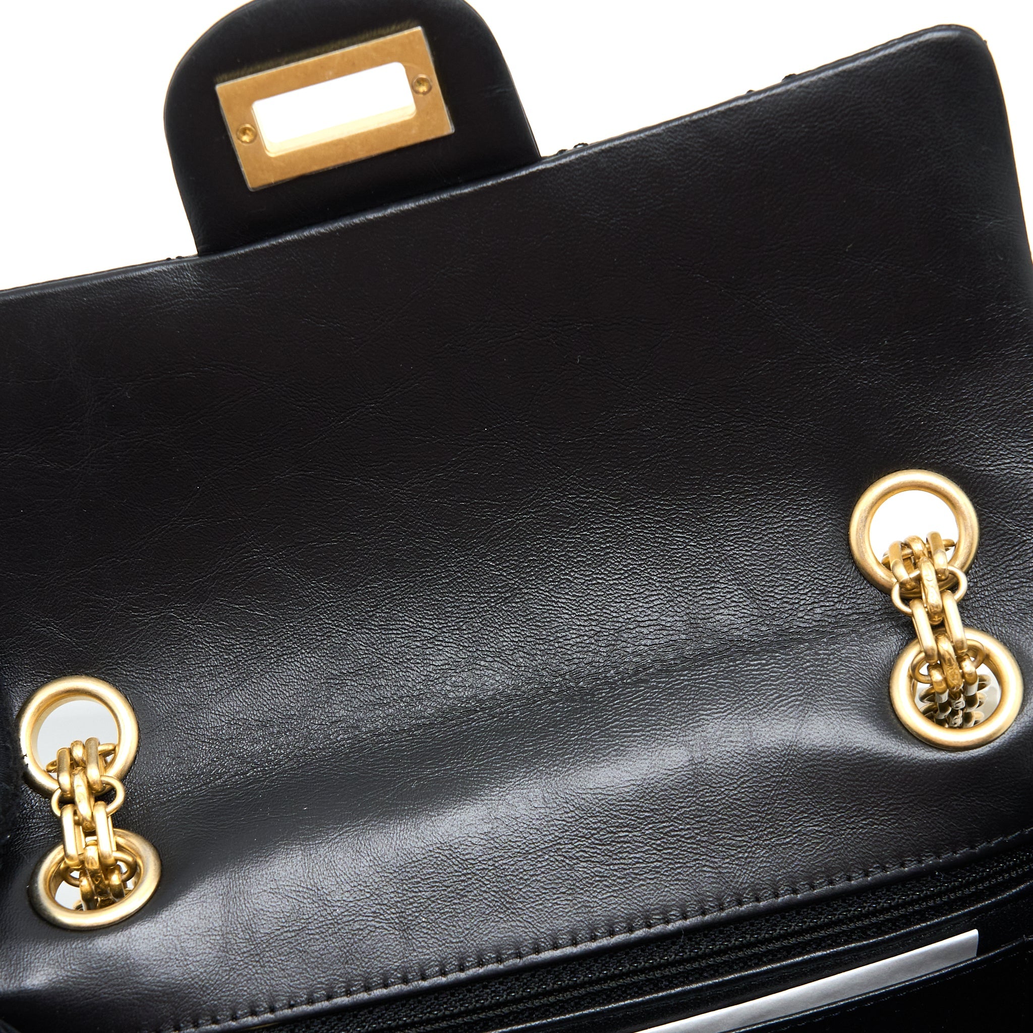 CHANEL MINI 2.55 REISSUE FLAP BAG AGED CALFSKIN BLACK BRUSHED GHW (MICROCHIP)