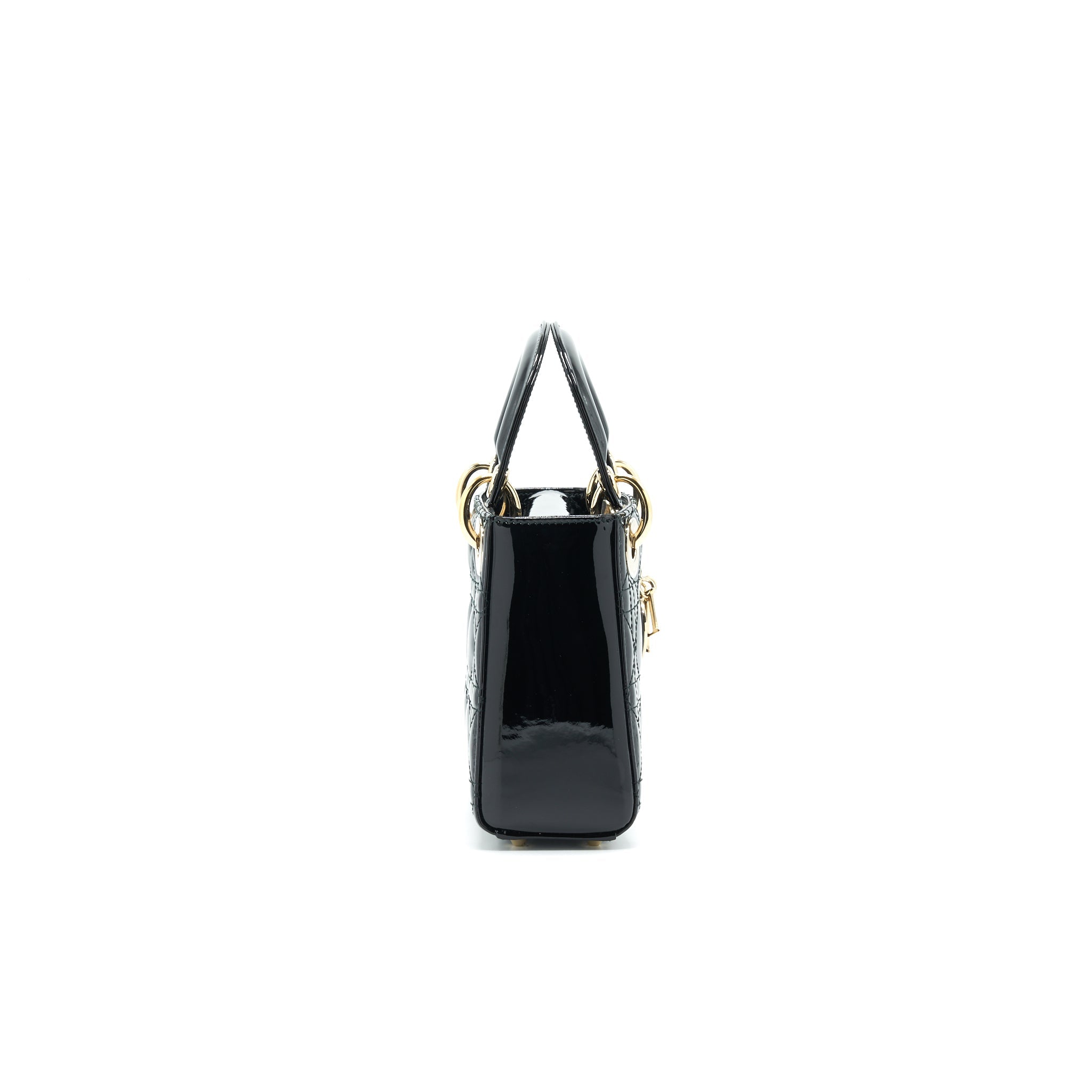 DIOR MINI LADY DIOR PATENT LEATHER BLACK WITH GHW