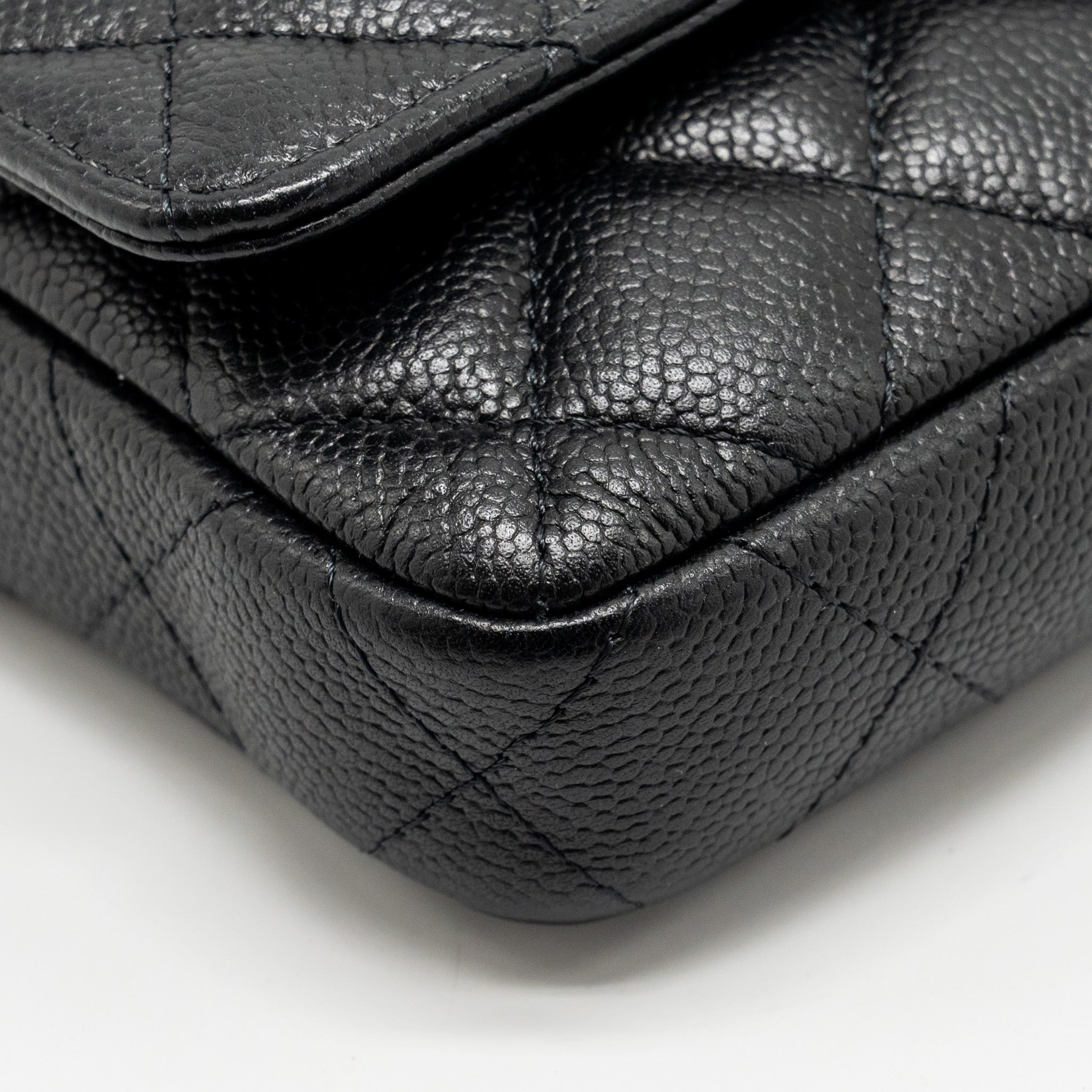 CHANEL COCO LOVE MINI FLAP WALLET WITH CHAIN CAVIAR BLACK GHW (MICROCHIP)